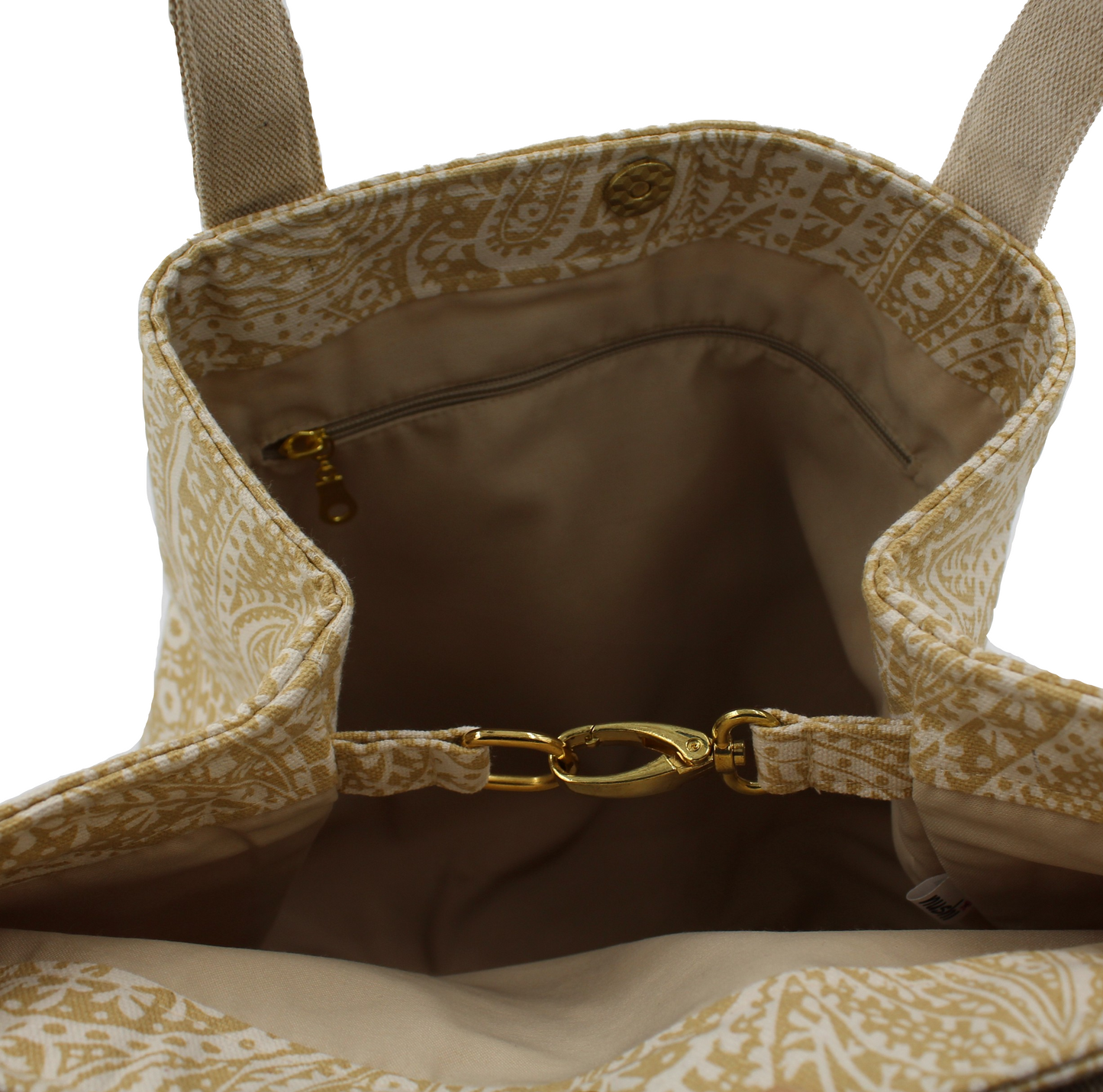 Canvas Beach Bag - Paisley Cream & Coffee