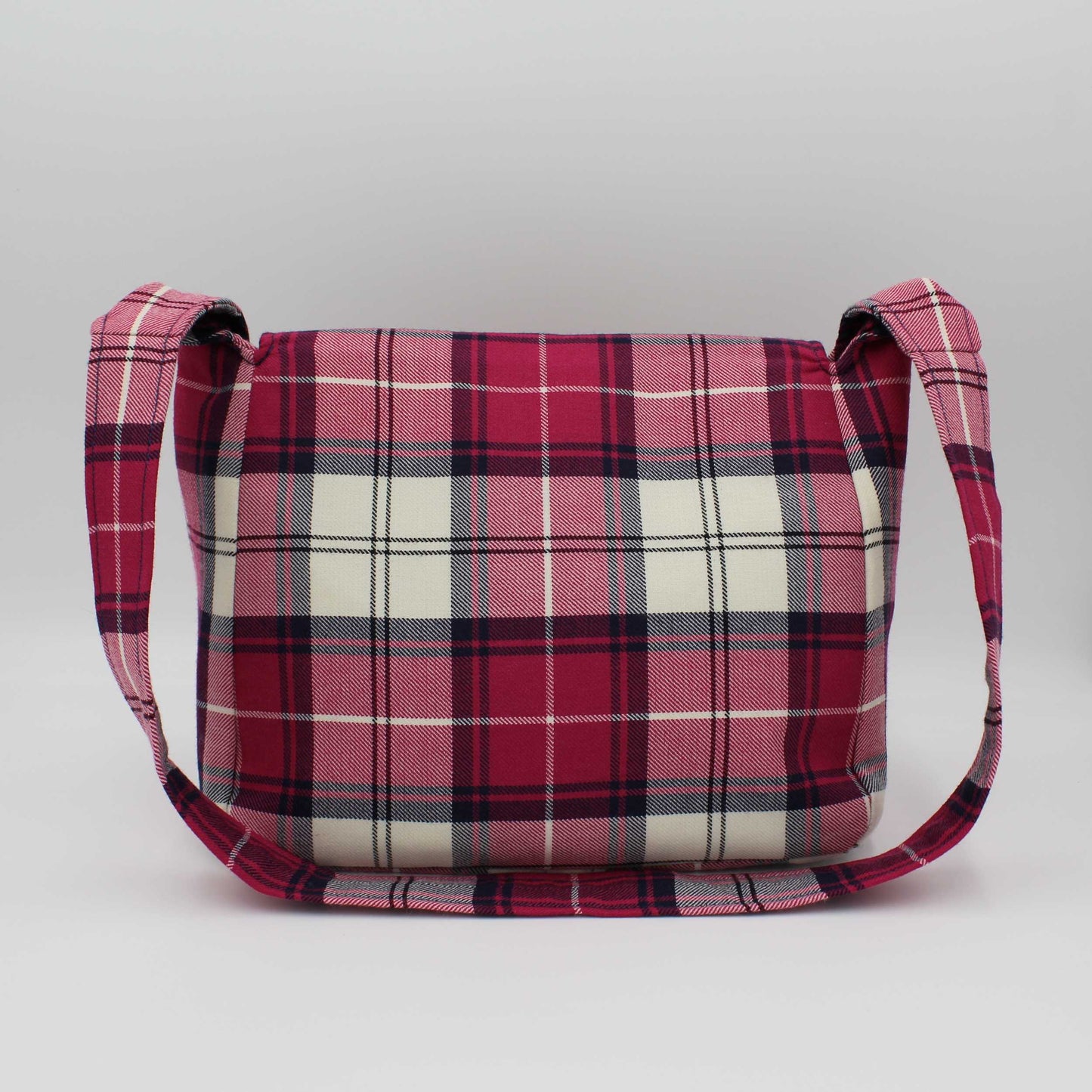 Pink Tartan Small Messenger Bag Back View