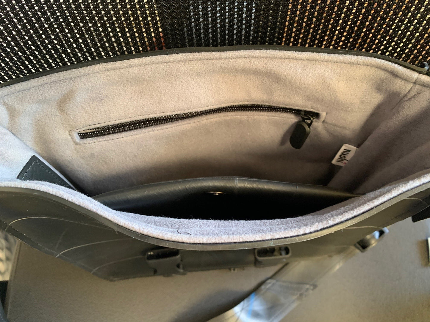 Cross Body Man Bag, Recycled Black Rubber