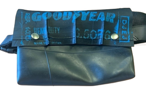 Black Waist Bag in Borage Design - Recycled Inner Tube