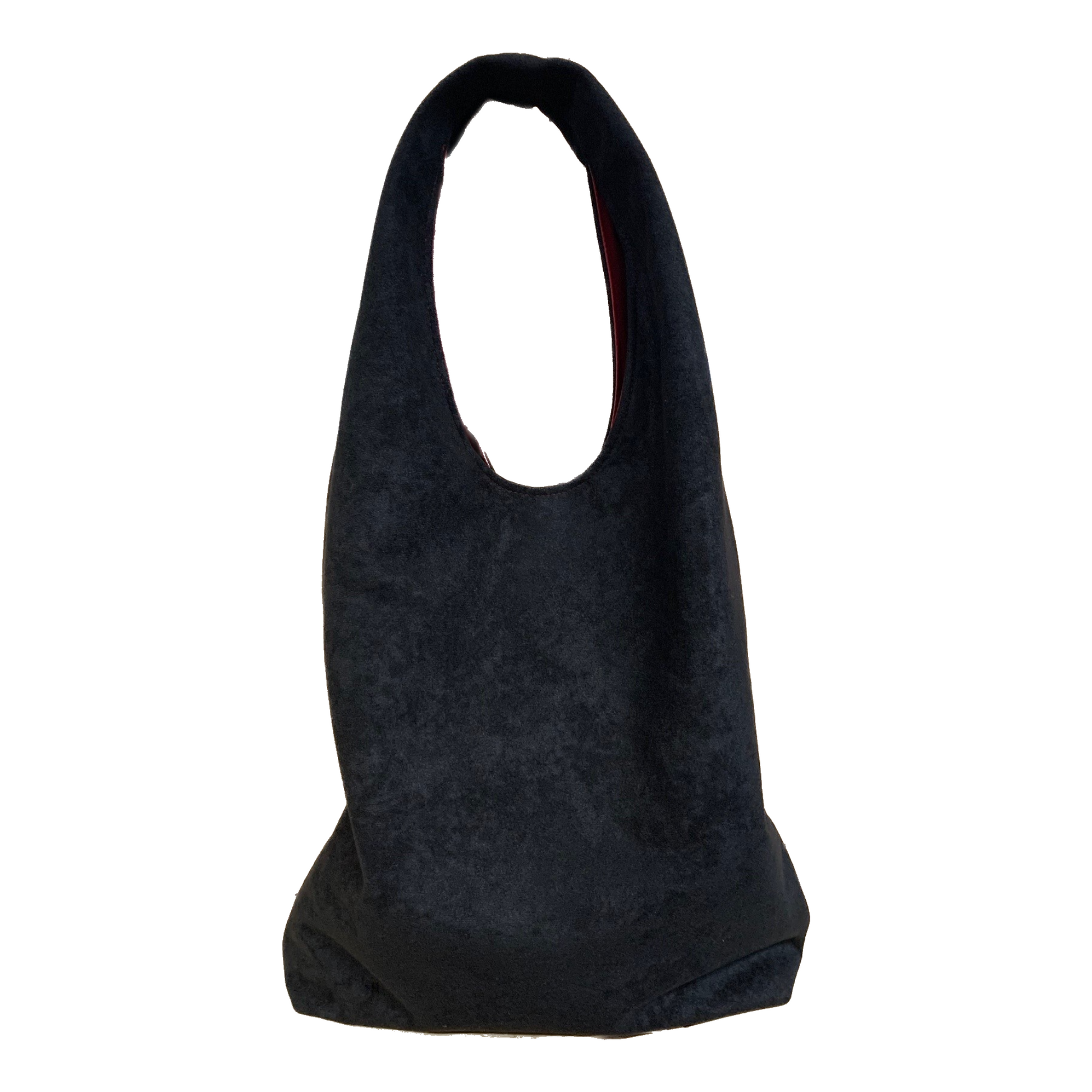 Black Suede Effect Shoulder Bag Boho Slouch Bag nushi