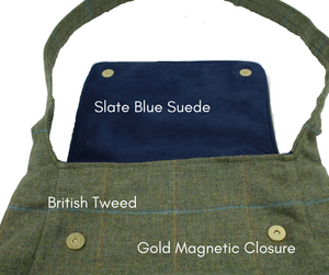 British Tweed Crossbody Bag - Olive Green