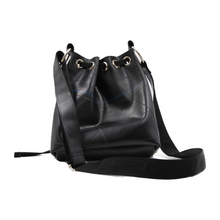 Load image into Gallery viewer, Up-cycled Rubber Inner Tube Black Bucket Bag - Eco-Friendly Buttercup Design