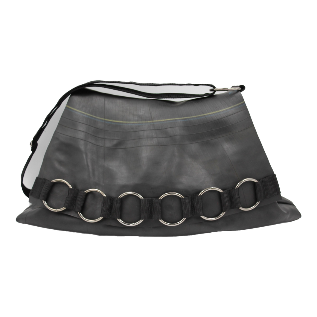 Iris - Sustainable Unique Black Crossbody/Shoulder Bag - Eco-Friendly Recycled Inner Tube Bag