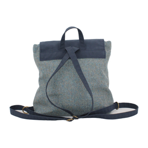 Denim Blue Waxed Cotton Straps, Top Handle and Flap