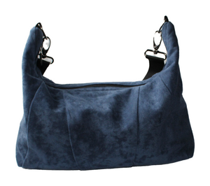 Periwinkle - Upcycled Suede Effect Shoulder Bag with Removable Webbing Strap