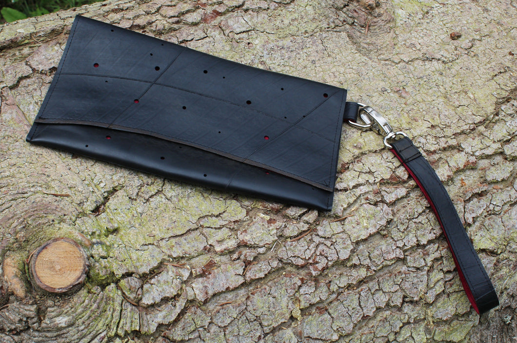 Upcycled Rubber Black Wristlet Purse -  Scilla