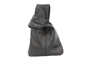 Black Leather Wrist Bag - Mini Allamanda Crossover Bag
