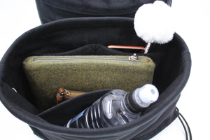 Handbag Liner - Black faux suede with drawstring closure