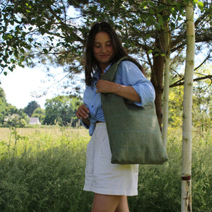 British Tweed Slouch Bag - Olive Green Shoulder Bag