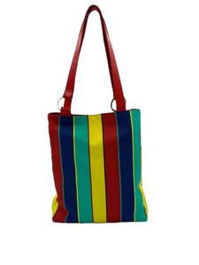 Fun Striped Bag made from Waterproof Fabric.  Reverse View.