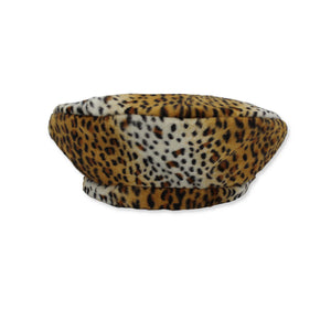 Animal print beret hat - cheetah faux fur