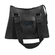 Load image into Gallery viewer, black recycled rubber shoulder bag