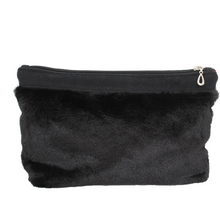 Load image into Gallery viewer, Make_up_bag_accessory_bag_black_faux_fur