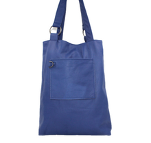 Load image into Gallery viewer, peacock blue leather slouch tote