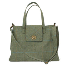 Load image into Gallery viewer, British Tweed Shoulder Bag - Green British Tweed Weekend Bag
