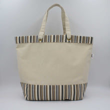Load image into Gallery viewer, Canvas tote bag with cappuccino brown stripes