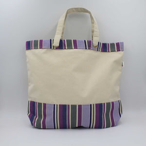 Canvas tote bag with violet purple stripes