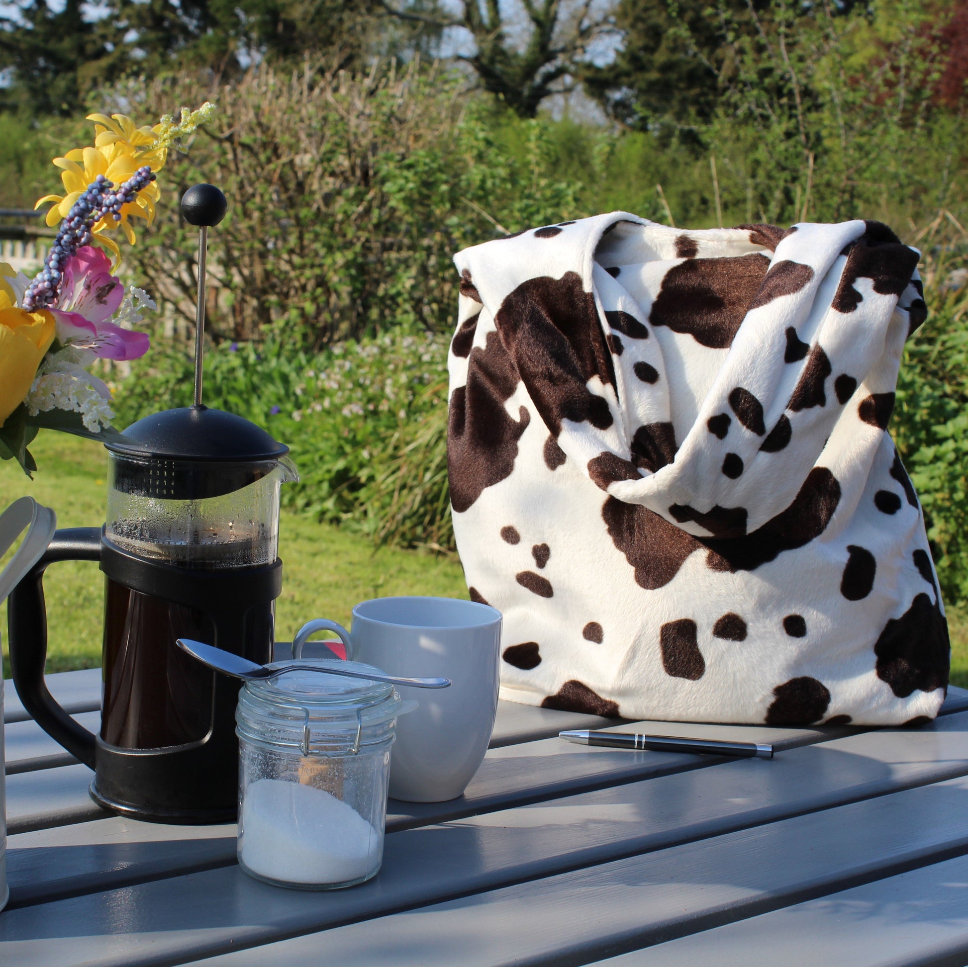 Moo Cow Canvas Tote Bag - Natural Reusable Shopping Bag, 15x15" Small Or 15x18x6" Medium