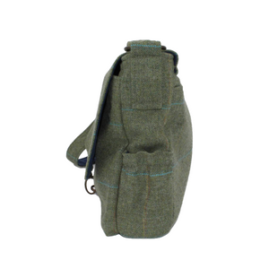 British Tweed Laptop Bag - Olive Green Messenger Bag