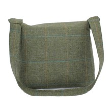 Load image into Gallery viewer, Olive British Tweed Crossbody Bag - Back View