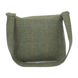 Olive British Tweed Crossbody Bag - Back View