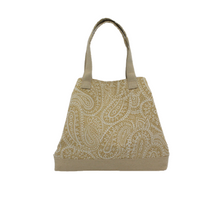 Load image into Gallery viewer, Canvas Beach Bag - Paisley Cream &amp; Coffee