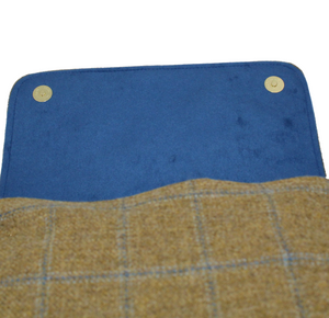 Crossbody bag in tan brown British tweed - detail