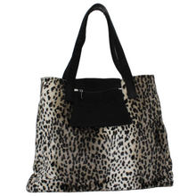 Load image into Gallery viewer, grey cheetah weekend bag front