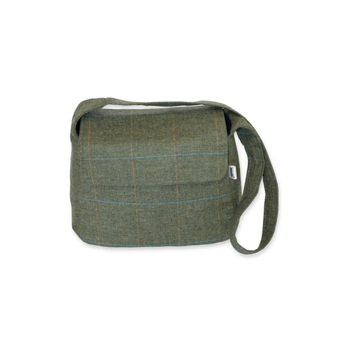 Small crossbody bag in olive green British tweed