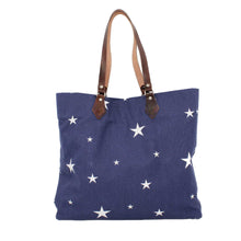 Load image into Gallery viewer, Tote in Cotton Canvas Navy &amp; White Star