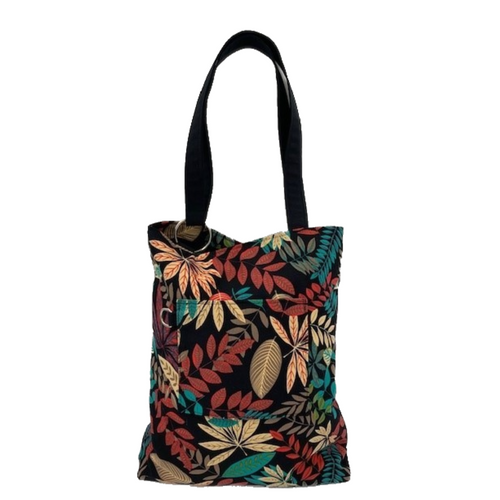 Tropical Print Bluebell Slouch Bag with Front Pocket and Silver Hardware.
