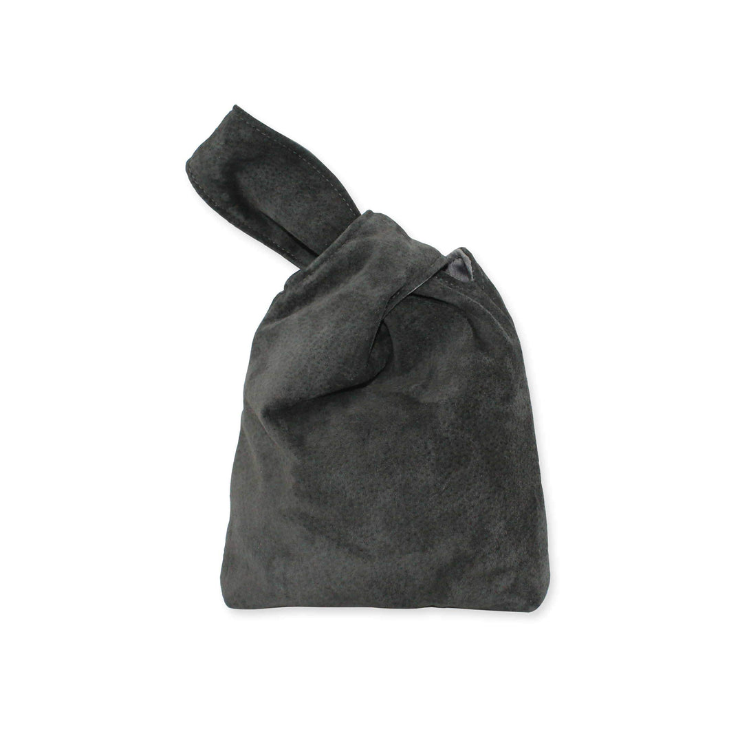 Wristlet bag in grey suede